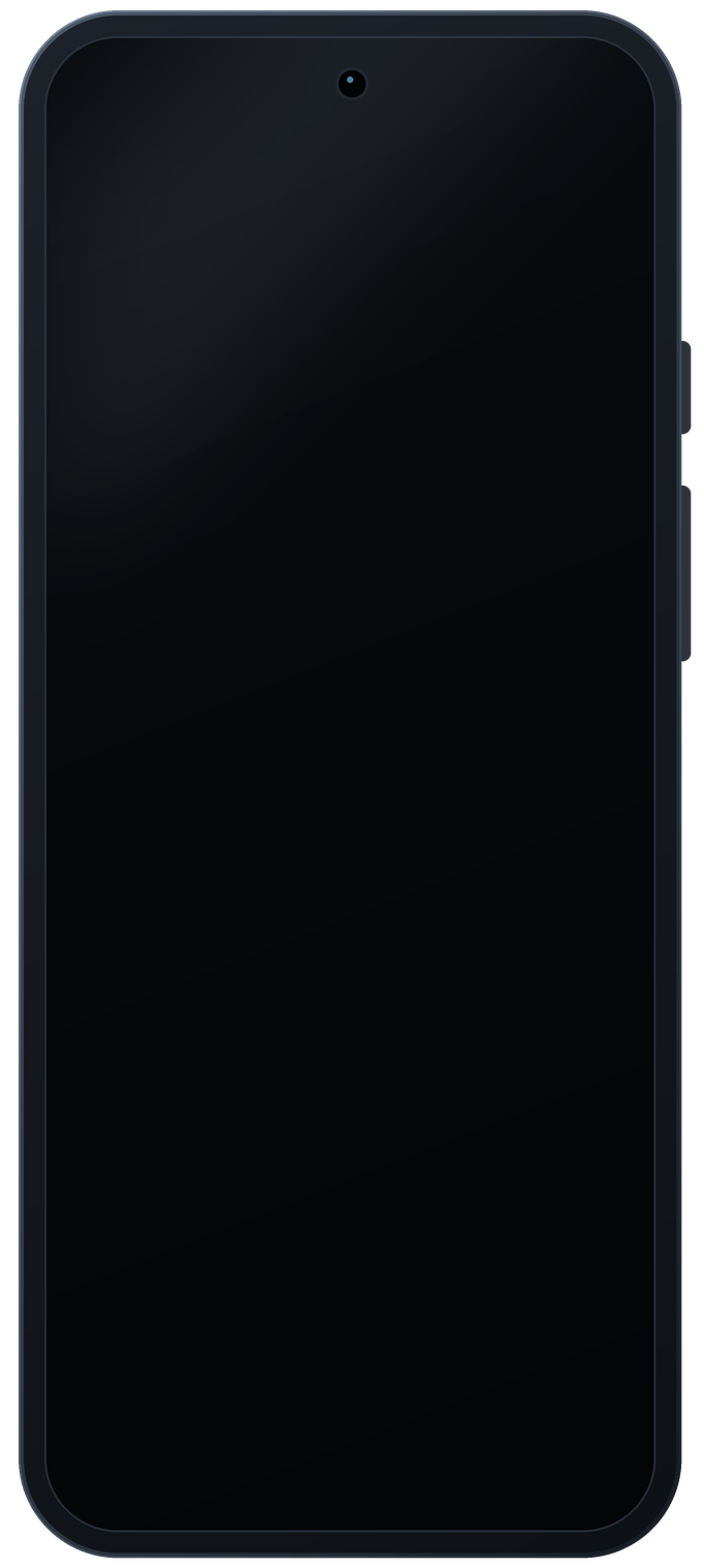 The outline of an NX smartphone, screen dark